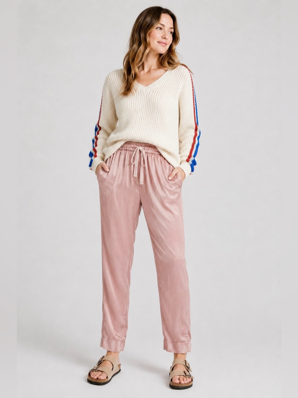 Xirena Draper Satin Slouchy Pant Pale Pink XS Lounge